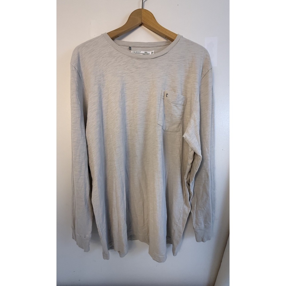 Criquet XXL Beige Long Sleeve Pocket Tee Quiet Luxury Coastal Minimalist Shirt